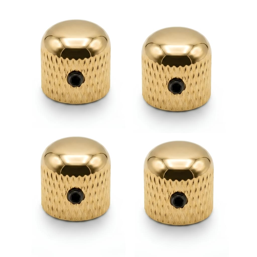 Kit Com 04 Knobs De Metal Dourado Para Guitarra Contra Baixo
