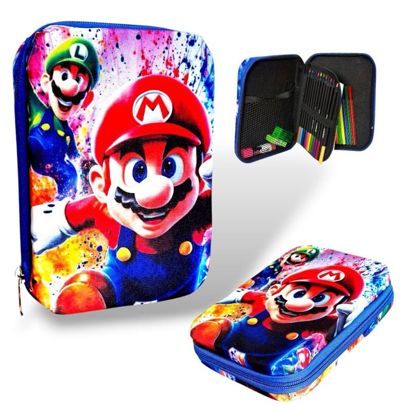 ESTOJO BOX MARIO BROS ESTOJO BOX ESCOLAR INFANTIL DIVERSAS ESTAMPAS