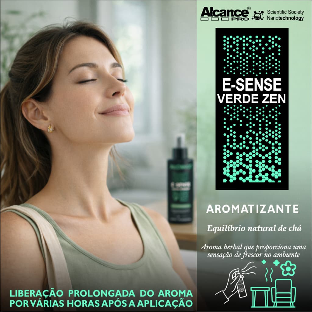 Aromatizador E-Sense Alcance Profissional para Carro, Verde Zen 120 mL
