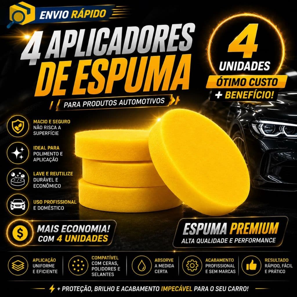 04 UNIDADES Aplicador de Espuma Macio M2 Detailer Aplicador de Cera Pretinho