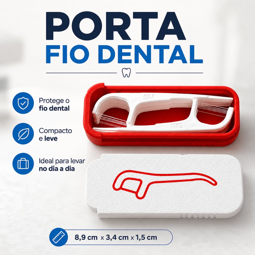 Porta Fio Dental – Estojo Compacto para Viagem e Higiene Bucal 3D