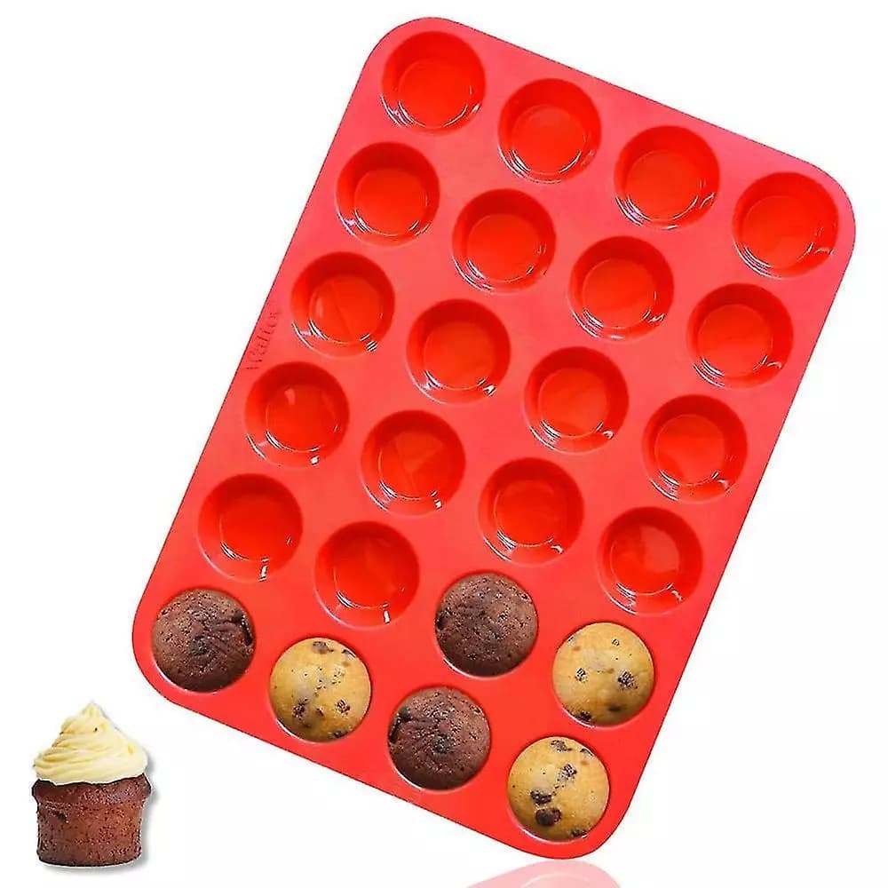 Forma de Silicone 24 Cavidades Mini Cupcake Empada Brigadeiro Antiaderente Forno