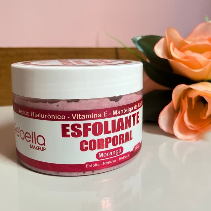 Esfoliante Corporal Morango Febella 240g | Remove Impurezas | Renovação Pele | Manteiga de Karité