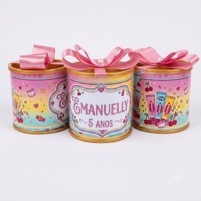 Tubolatas Personalizada 5x6 CARMED - Lembrança Aniversário Menina - Tema Carmed/Maquiagem