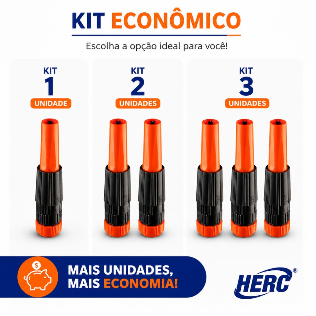 ESGUICHO RETO COM ENGATE MANGUEIRA 1/2" 3504 HERC KIT 1/2/3UN