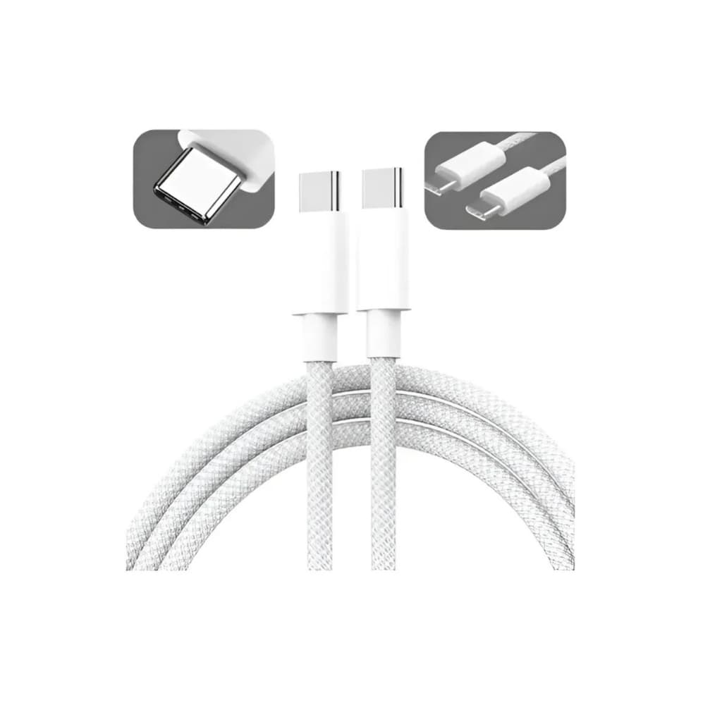 Cabo 2 Metros Duplo Usb-c Para Iphone 15 Macbook Ipad