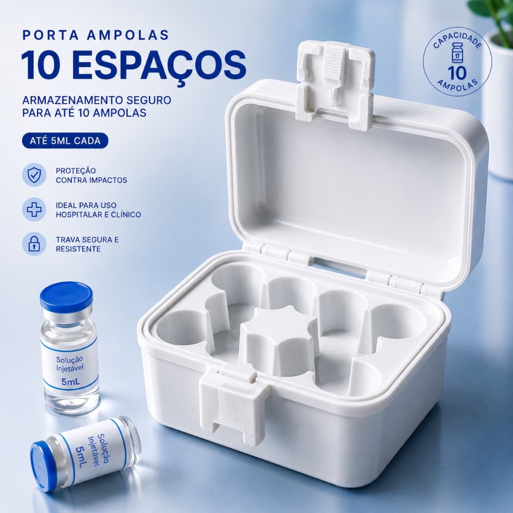 Porta Ampolas 3ml 5ml 10 Espaços Organizador Peptídeos Rémedios Tirzepatida Medicamentos Estética Farmacêutica