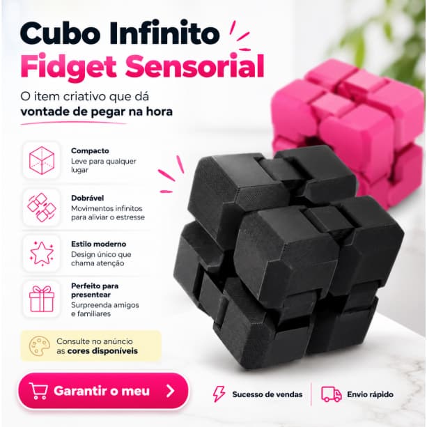 Cubo Infinito Fidget 3D Dobrável Sensorial Portátil Antiestresse