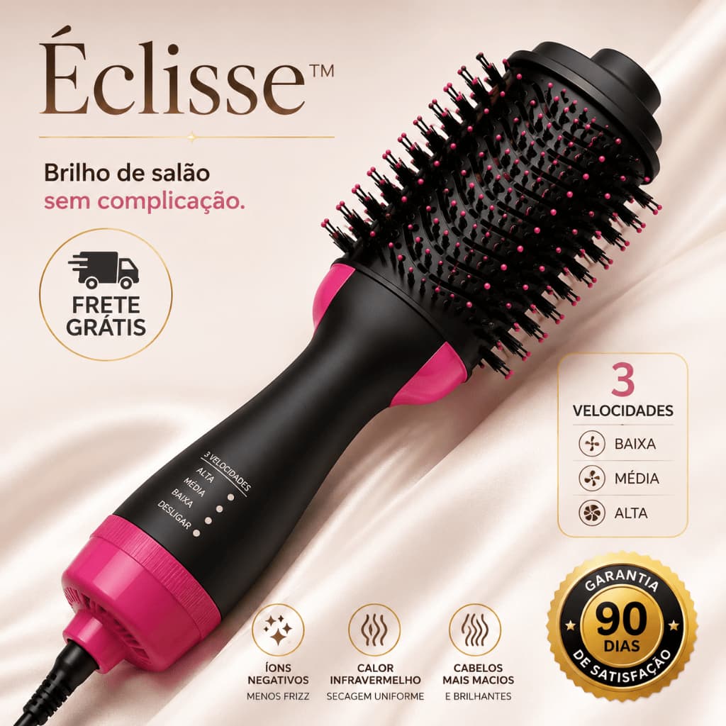 Escova Secadora Éclisse™ 3 Velocidades 110V com Íons Negativos e Calor Infravermelho Anti Frizz