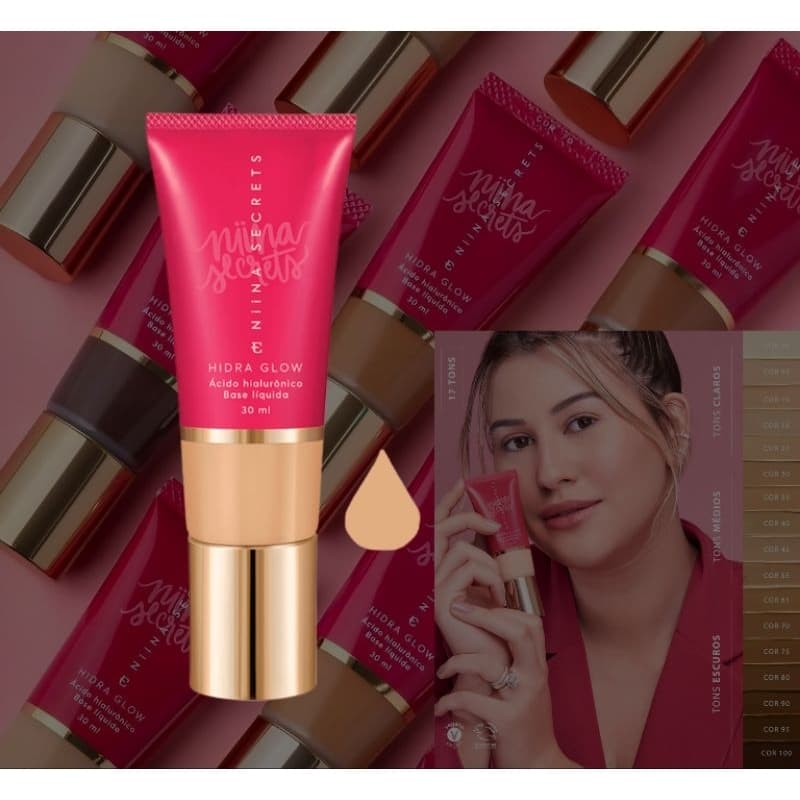 Base Líquida Niina Secrets Hidra Glow - Hidratação e Proteção com FPS 16