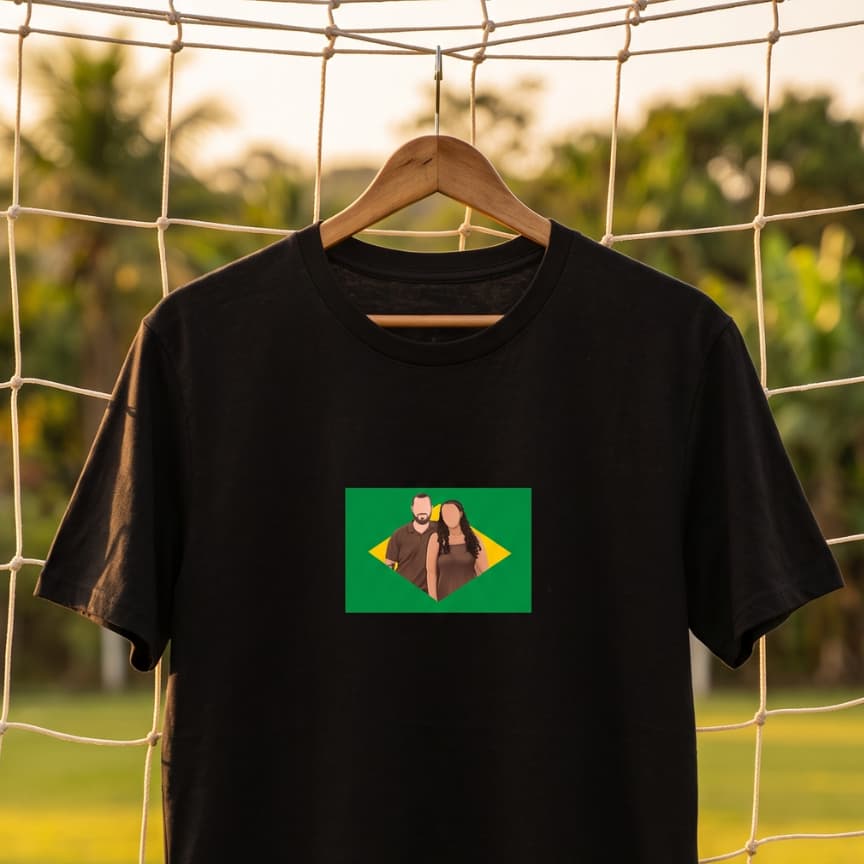 Camiseta Personalizada Brasil com Foto do Casal | Roupa para o jogo