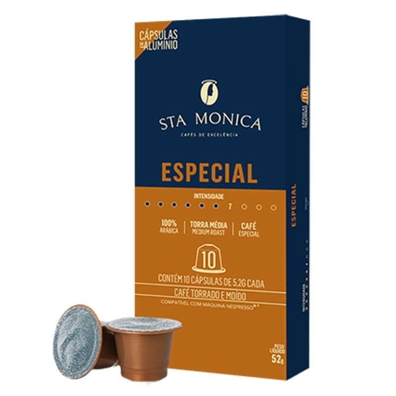 Café em Cápsulas Santa Monica Especial c/ 10 Unidades – Compatível com Nespresso – 100% Arábica