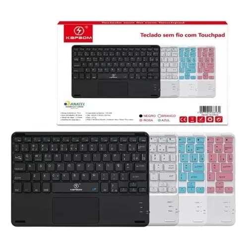 Teclado Bluetooth Sem Fio Dobrável com Touchpad para Notebook, Tablet, iPad e Celular