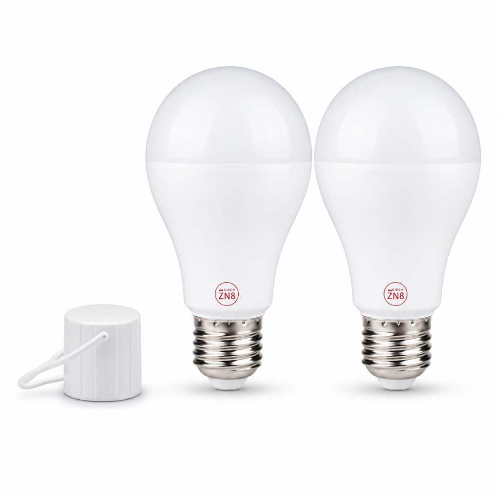 Kit 2 Lâmpadas de Emergência LED Bivolt Recarregável Acende Sozinha em Apagão E27