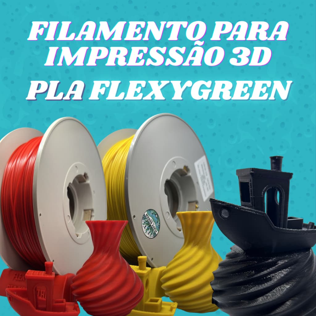 Filamento PLA Biodegradável FlexyGreen (FoodSafe) 1Kg 1.75mm Impressora 3D Várias Cores Envio Rápido