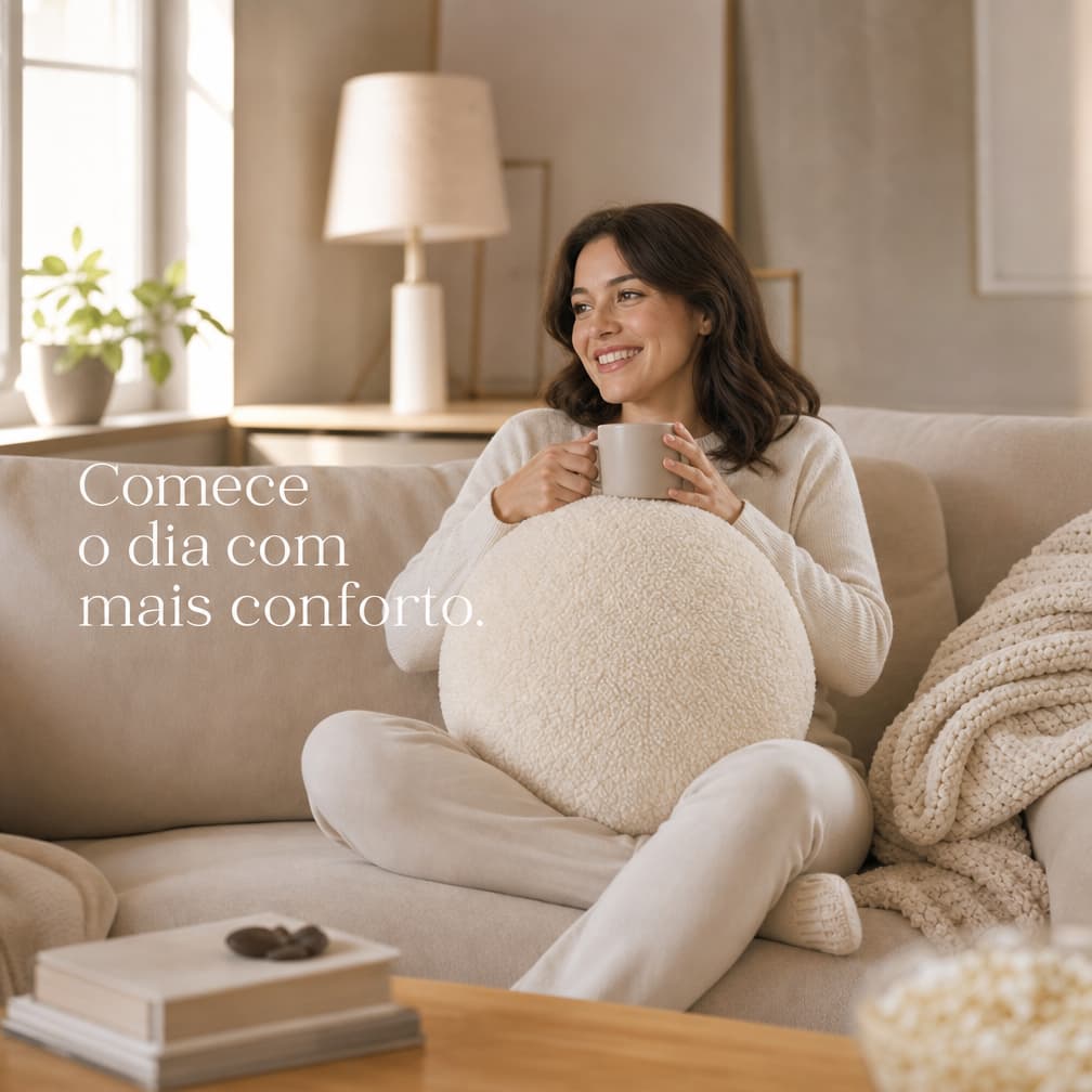 Kit 4 Almofadas Redondas Sherpa Cheias Decorativas Premium Para Sofá Sala Quarto Macias 45x45