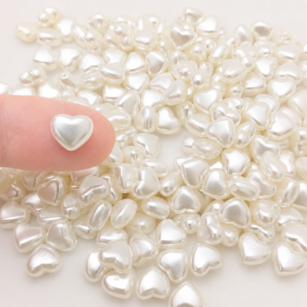 Miçanga Coração Pérola 8mm Coraçãozinho Luxo Entremeio Perolado com Furo