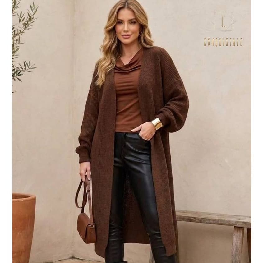 Casaco Feminino Inverno Casaco Longo Roupa Feminina Tricot Mousse Elegante Quentinho
