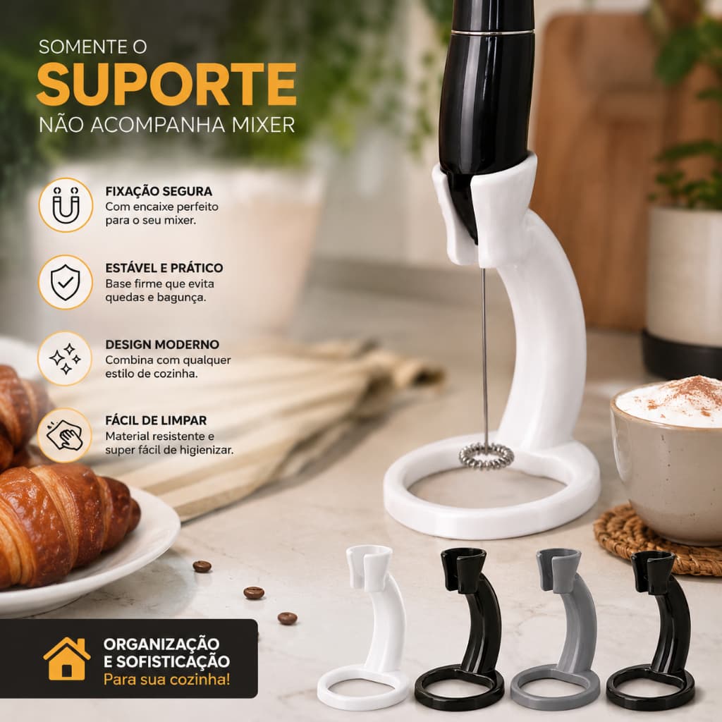 Suporte Base de Apoio para Espumador de Leite, Cafés e Sucos - Suporte para Mixer Elétrico Portátil