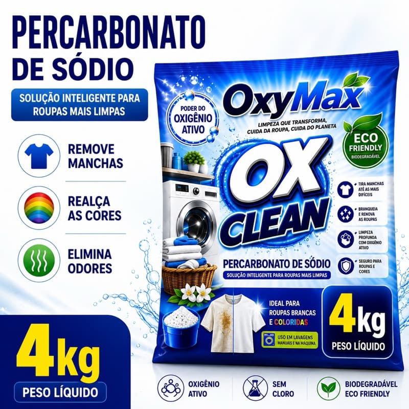 Percarbonato Alvejante de roupas brancas e coloridas, branqueia, limpa e perfuma. 500g 1k 2k 3k 4k 5k.