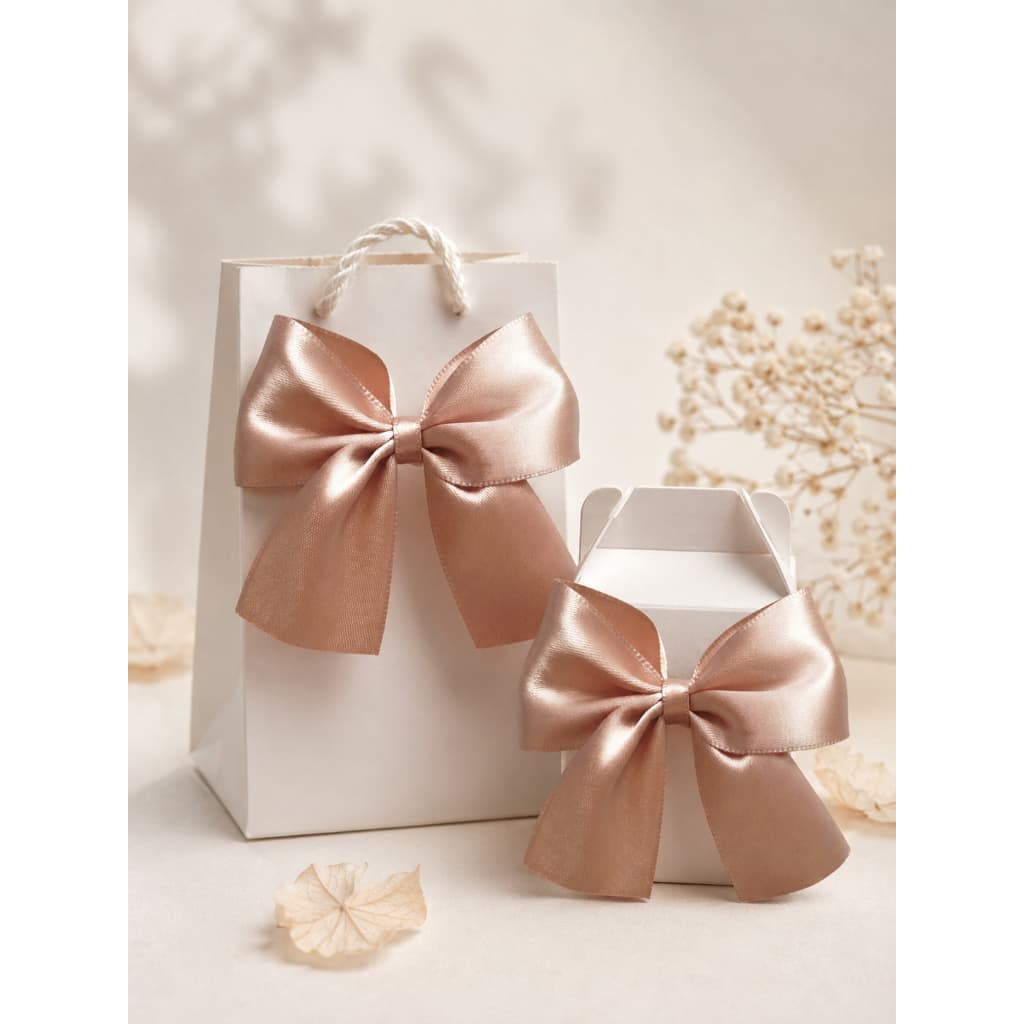 Laços de Cetim Rose Gold com Fio Encerado – 8x8cm Ideal para Lembrancinhas e Artesanato ENVIO RÁPIDO