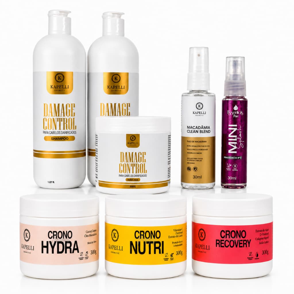 Combo Profissional Cabelos Danificados 8x1 - Shampoo, condicionador, Óleo reparador, Cronograma capilar e body splash!