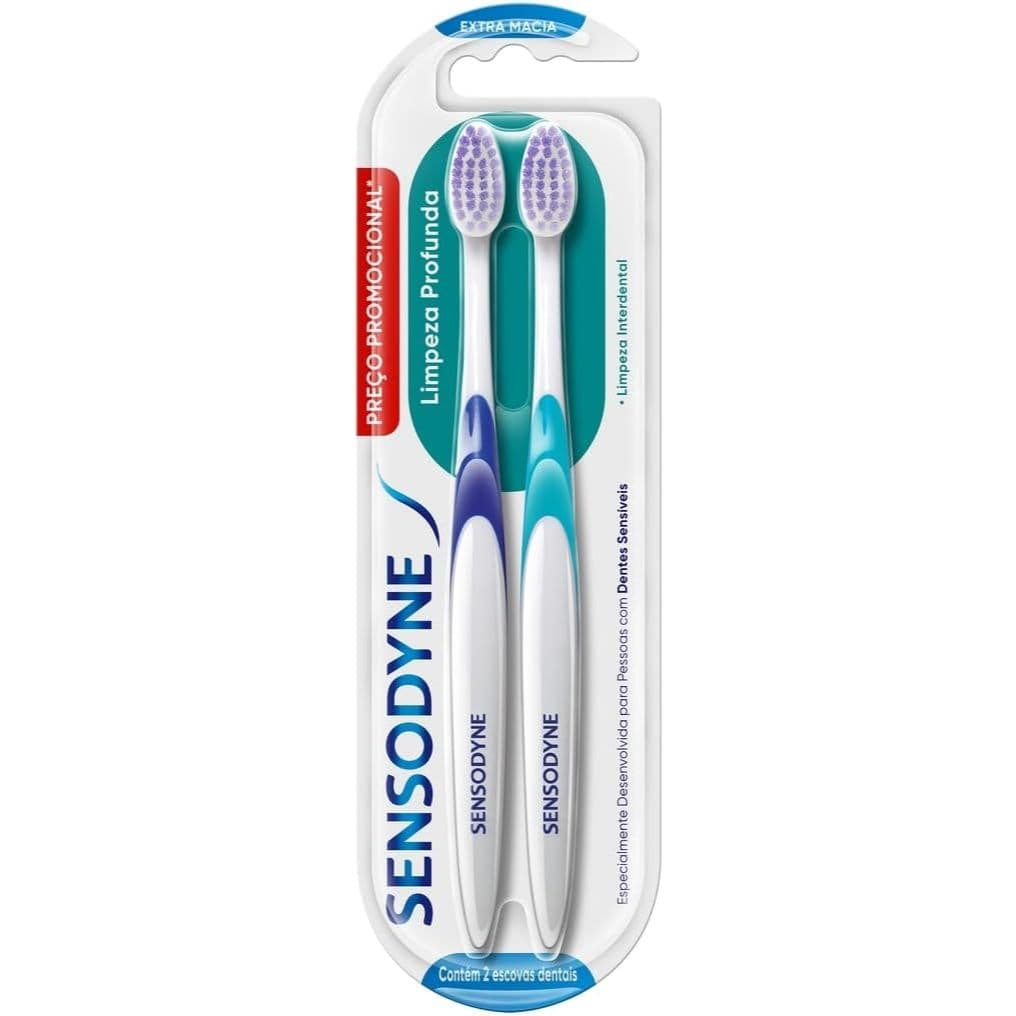 Kit Escova de Dente Sensodyne Limpeza Profunda Extra Macia 2 unidades