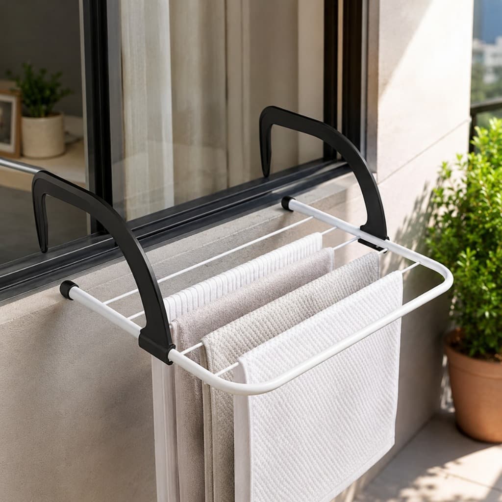 Varal Suspenso Dobrável Janela 50x32cm Cabideiro Organizador Roupas Toalhas Lavanderia Banheiro