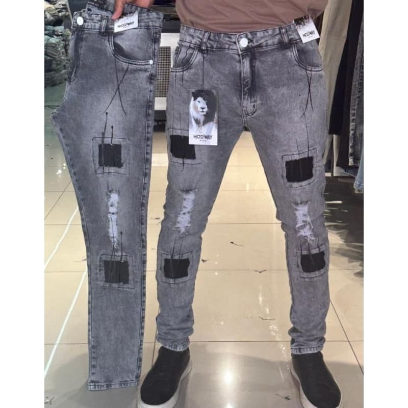 Calça Jogador Skinny Premium Com Lycra e Detalhes Rasgados Estilo Moderno