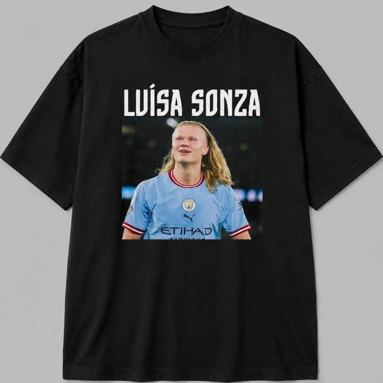 Camiseta Haaland Casual Luisa Sonza Meme Engraçado Brasil Noruega Unissex 100% Algodão