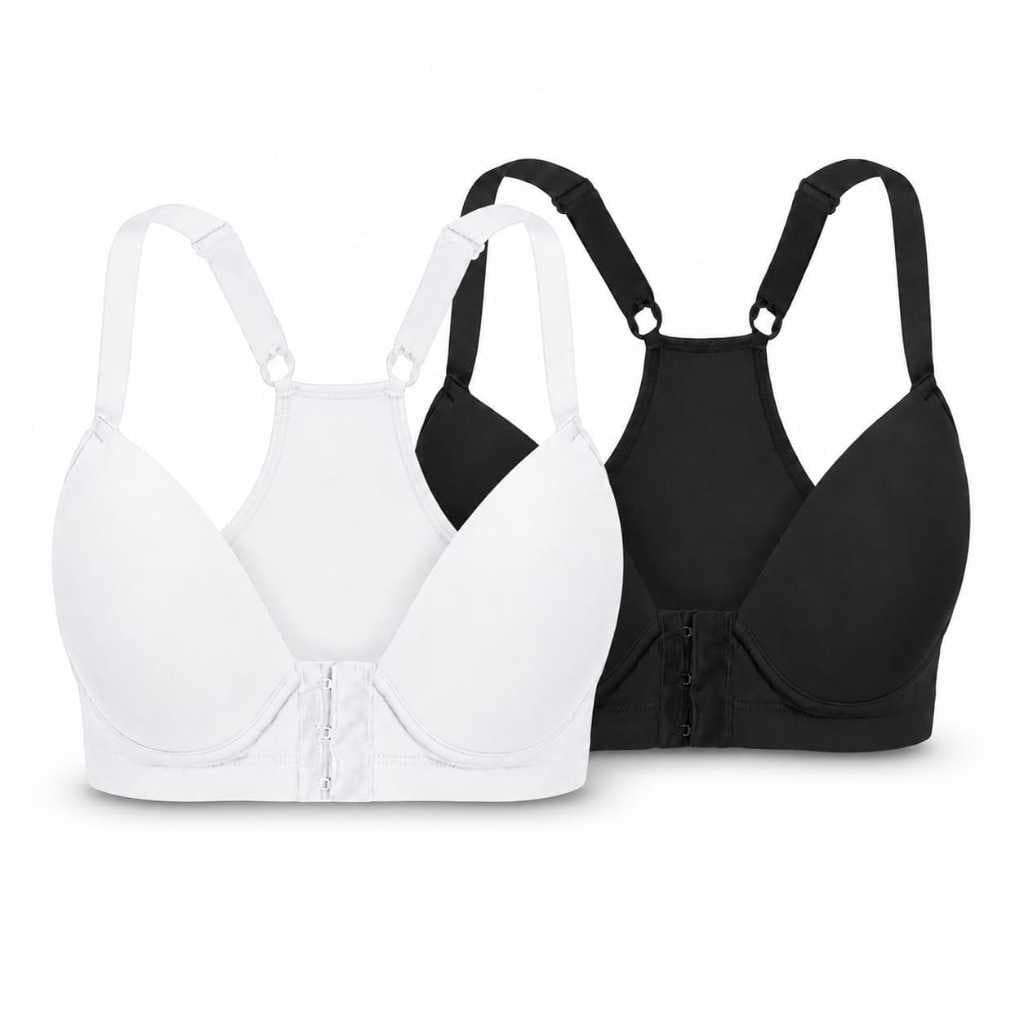 Kit 2 Sutiã Top Nadador Básico Microfibra Com Bojo Fecho Frontal Alça Larga P ao 54 - Kit Academia