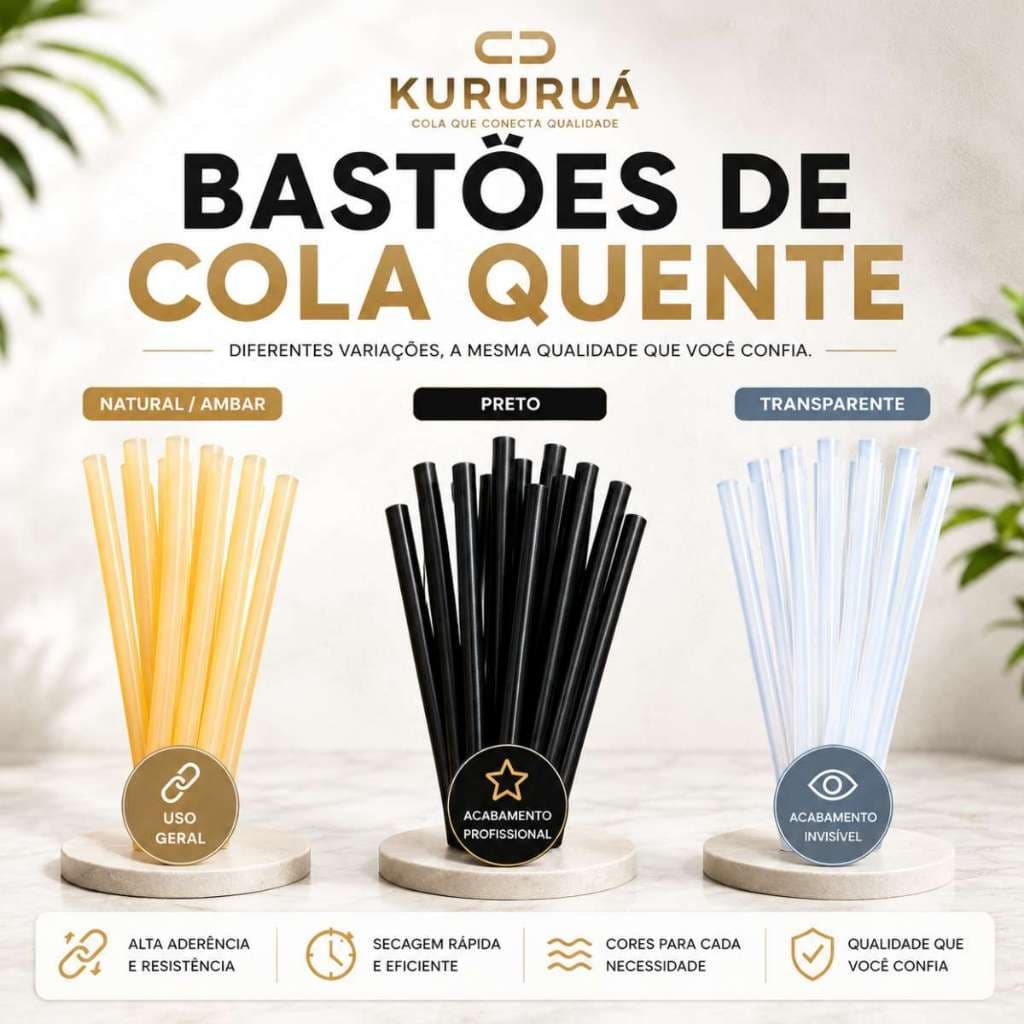 Bastão Cola Quente Refil Transparente Fina 7mm ou Grossa 11mm Grande 30cm pacote 1kg Martelinho de Ouro Brasileirinha