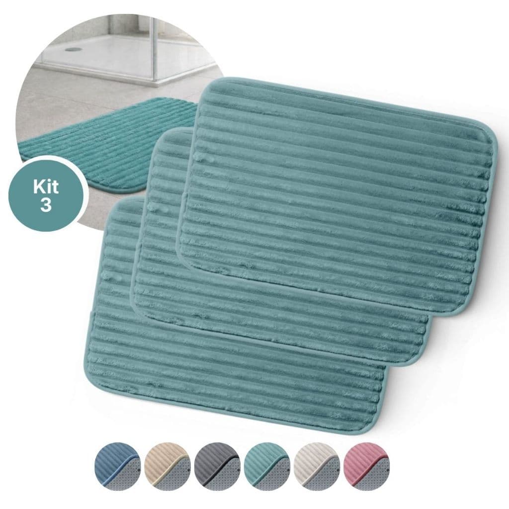 Kit 3 Tapetes Banheiro Antiderrapante Macio Relax Absorvente Box Casa Piso Lavabo