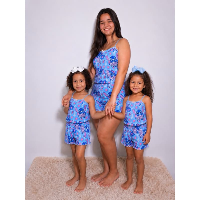 Kit Baby Doll Mãe e Filha Conforto Pijama Estampado Infantil Personagem Sortidos