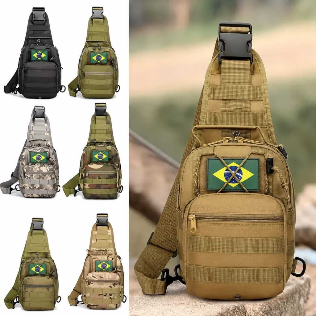 Bolsa Transversal Ombro Bag Tática Militar Impermeável Com Patch