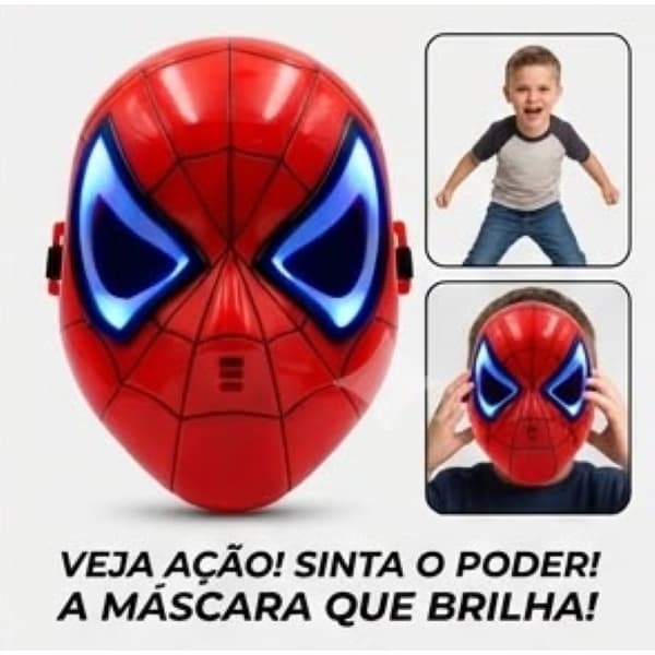 Máscara LED Inspirada no Herói Aranha Infantil com Luz nos Olhos | Fantasia Cosplay Festa Halloween