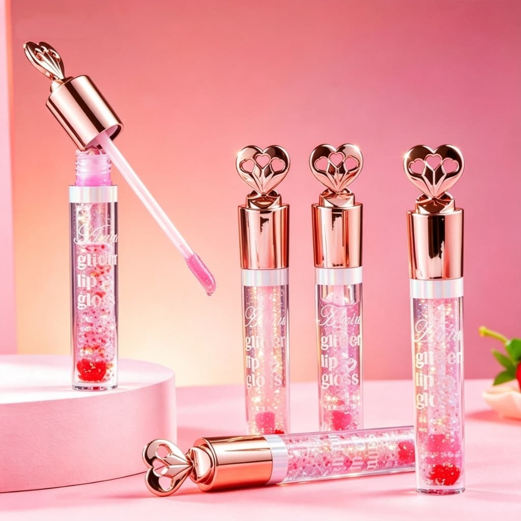 Gloss Labial Óleo Labial Hidratante com Glitter Efeito Mudança de Cor Modelo Aleatório