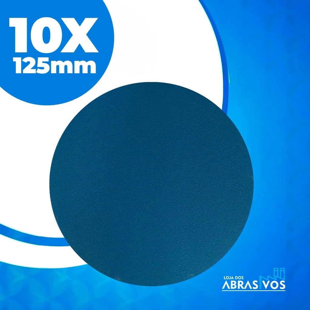 Disco Lixa velcro Hookit 5 Pol. 125mm S/furo orbital Vários Grãos Kit 10 Peças polimento