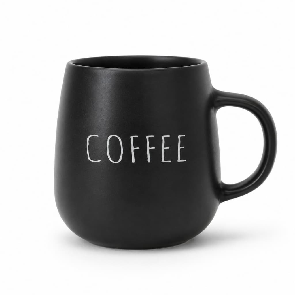 Caneca de Porcelana Preta Xícara Bojuda Coffe de 260ml