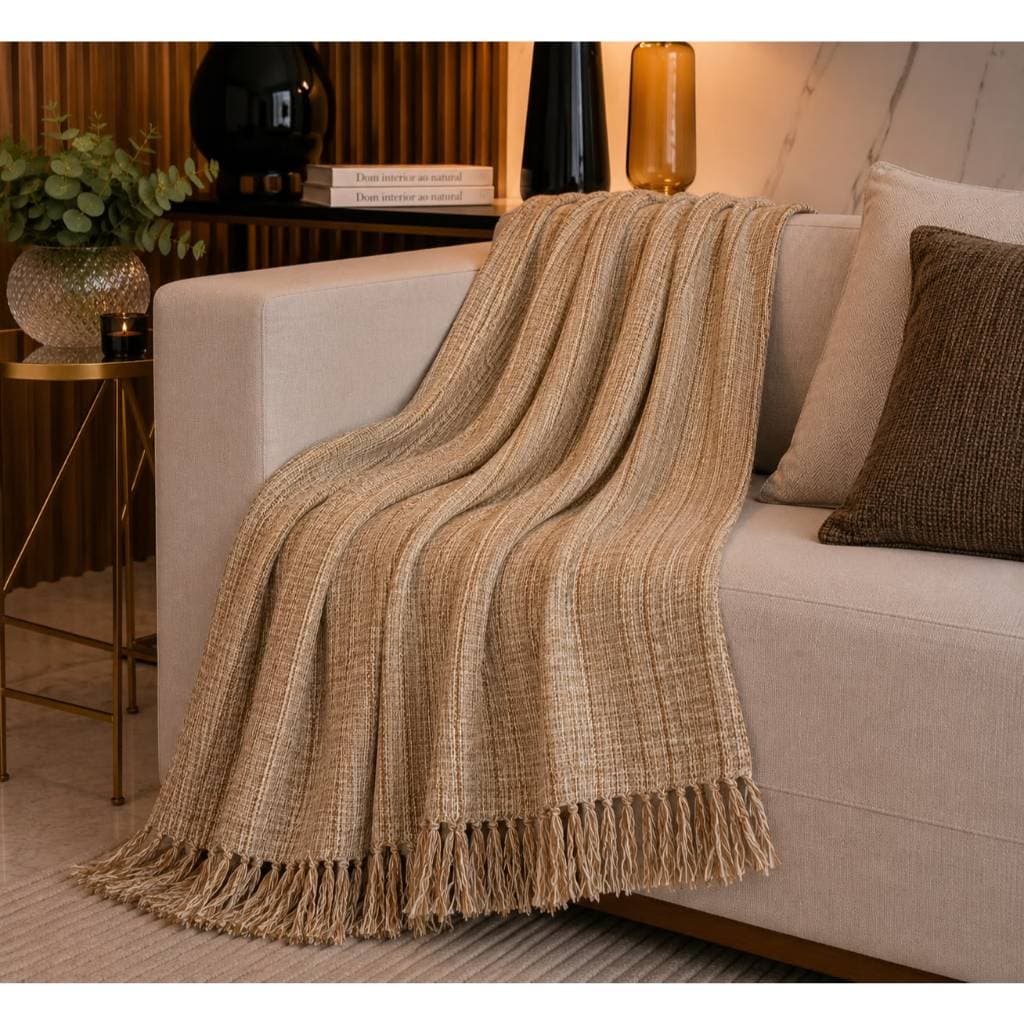 Manta Para Sofá Luxo Em Algodão Macia Grande Decoração Elegante
