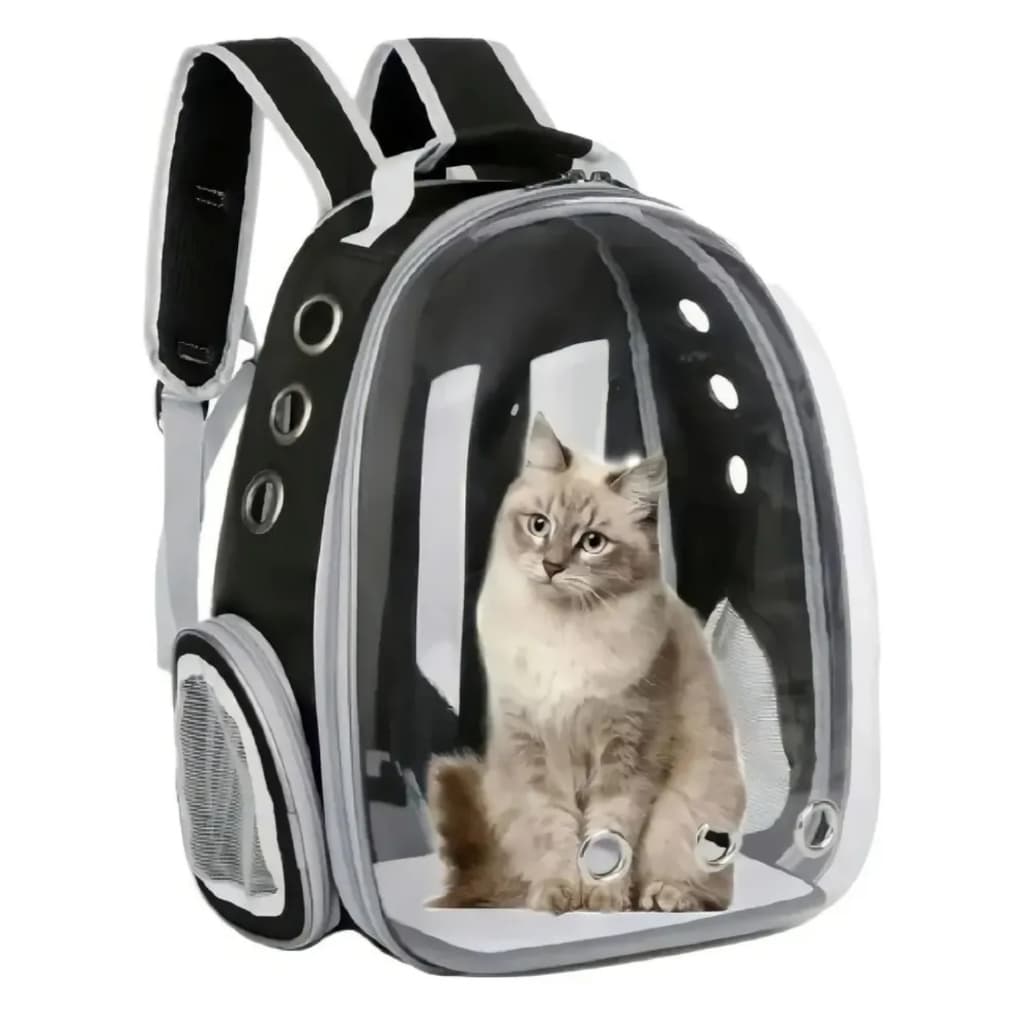 Mochila Pet Transporte Cães Gatos Visão Ampla Entrada de Ar