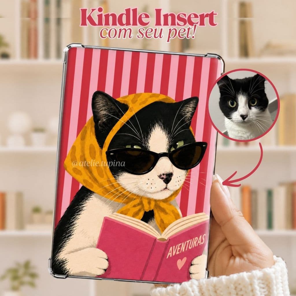 Kindle Insert PERSONALIZADO PET | Card para capinha kindle | Efeito holográfico | Kindle Insert