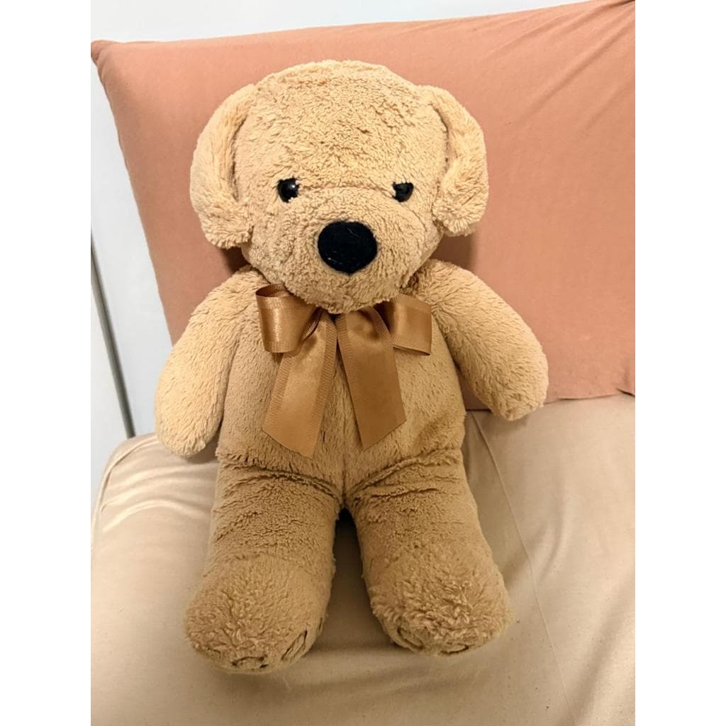 Urso de Pelúcia Fofinho com Laço Dourado | Perfeito para Presente e Decoração, presenteavel, criança, infantil, brechó