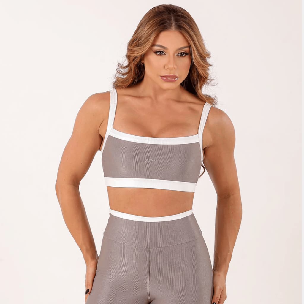 Conjunto Fitness de Academia Feminino Premium Top e Short Micro Canelado em Poliamida Zero Transparência Não Marca