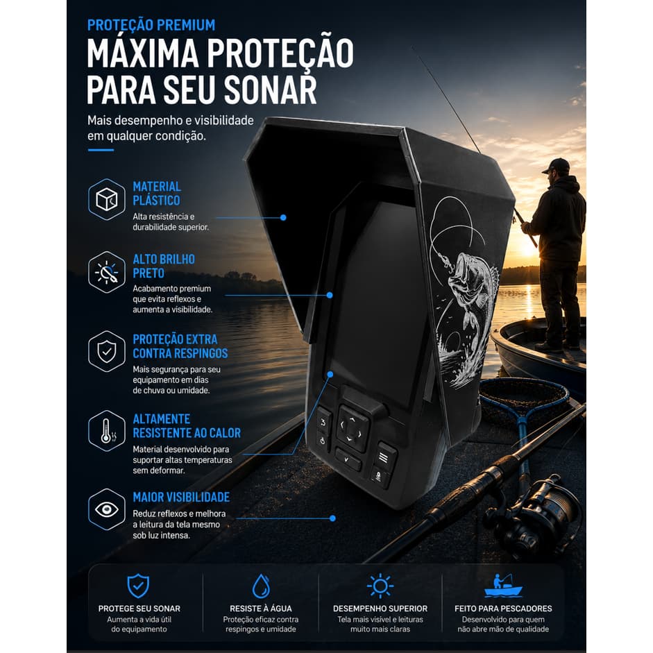 Viseira Protetora Sonar Preto Garmin Vivid Striker 4 Plus