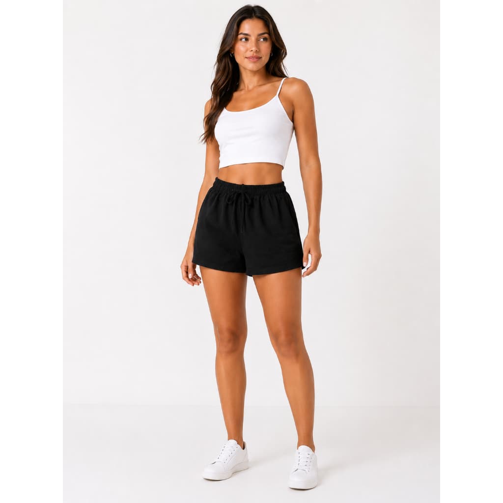 Short Feminino Duna Leve com Elástico e Cordão Cintura Ajustável