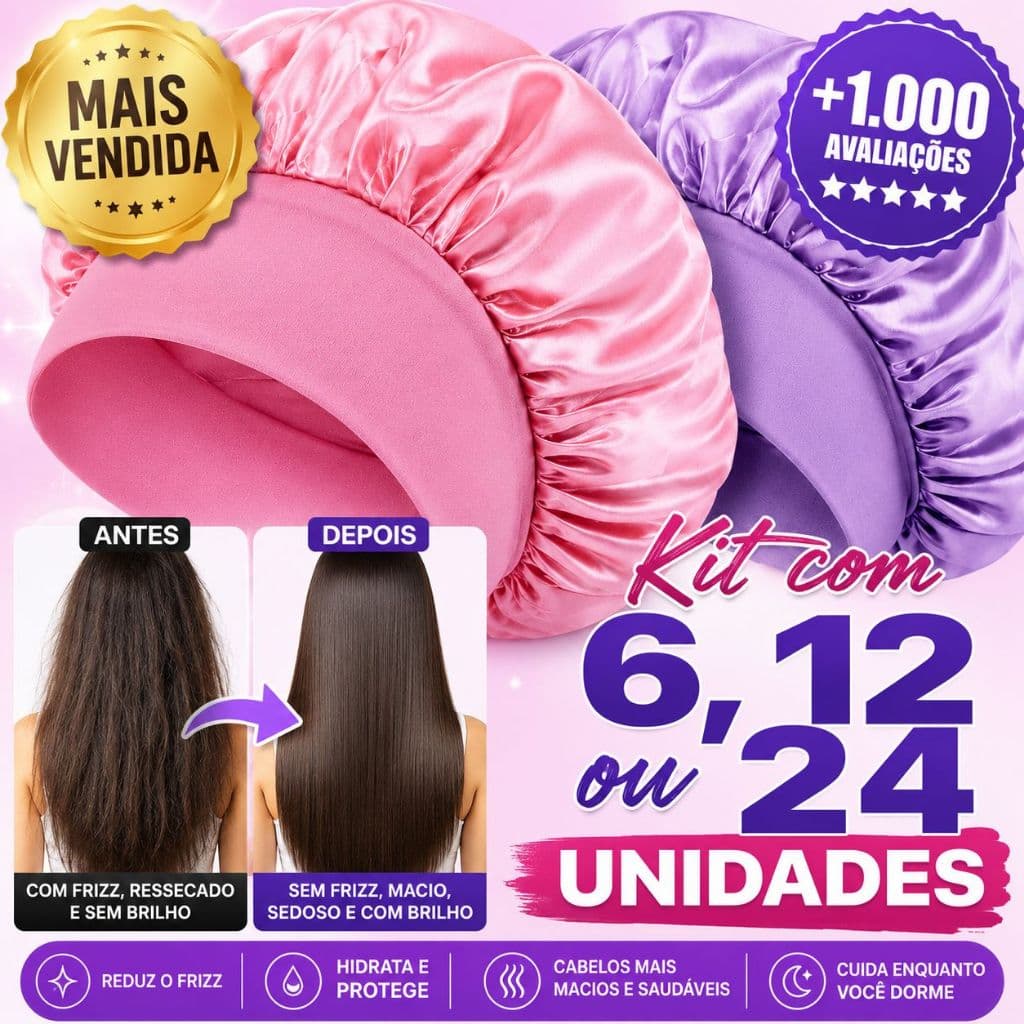 Touca de Cetim com Faixa Kit com 6, 12 ou 24 Unidades Proteção Anti Frizz para Todos os Tipos de Cabelo Cores Sortidas