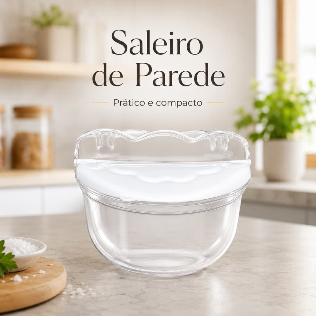 Saleiro de Parede Cristal 500g Transparente Organizador de Sal Cozinha BPA Free
