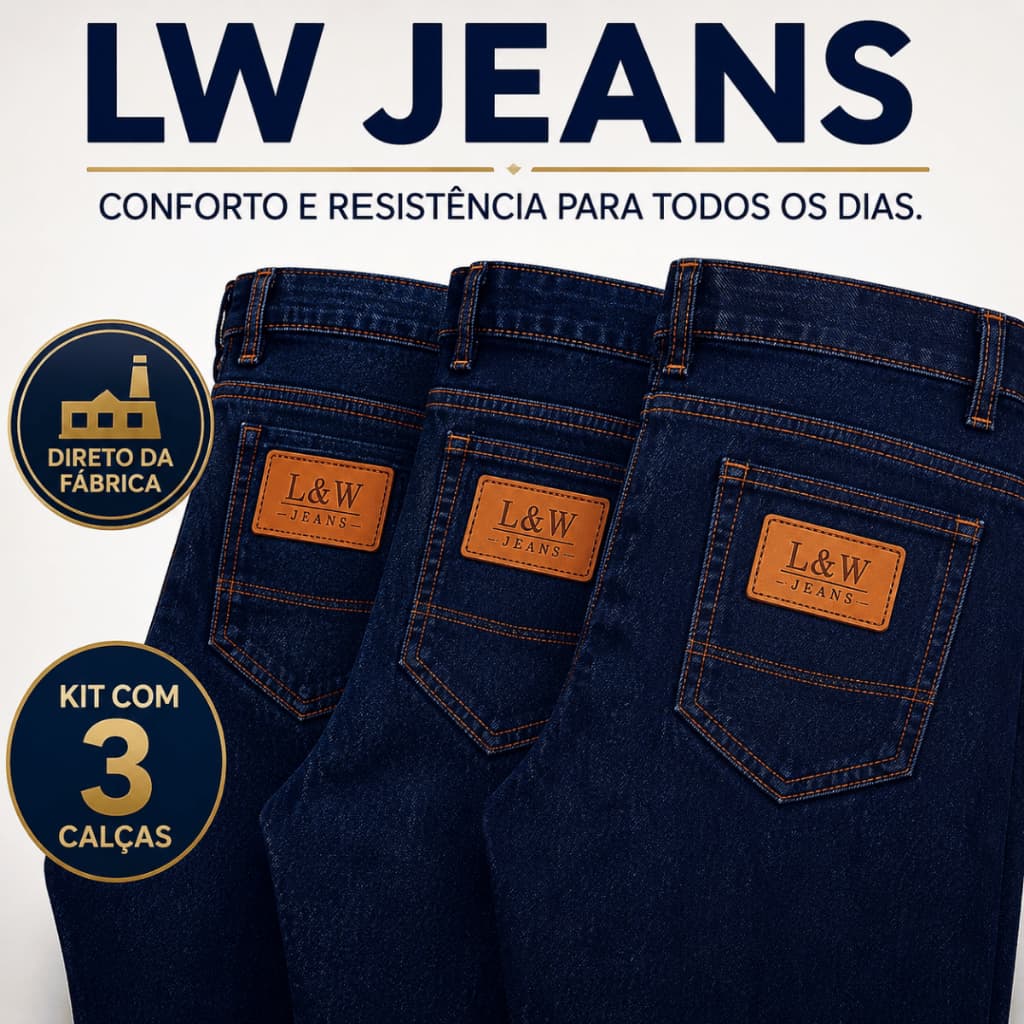 Kit 3 Calças Jeans Masculina Tradicional com Elastano Preço de Fabrica