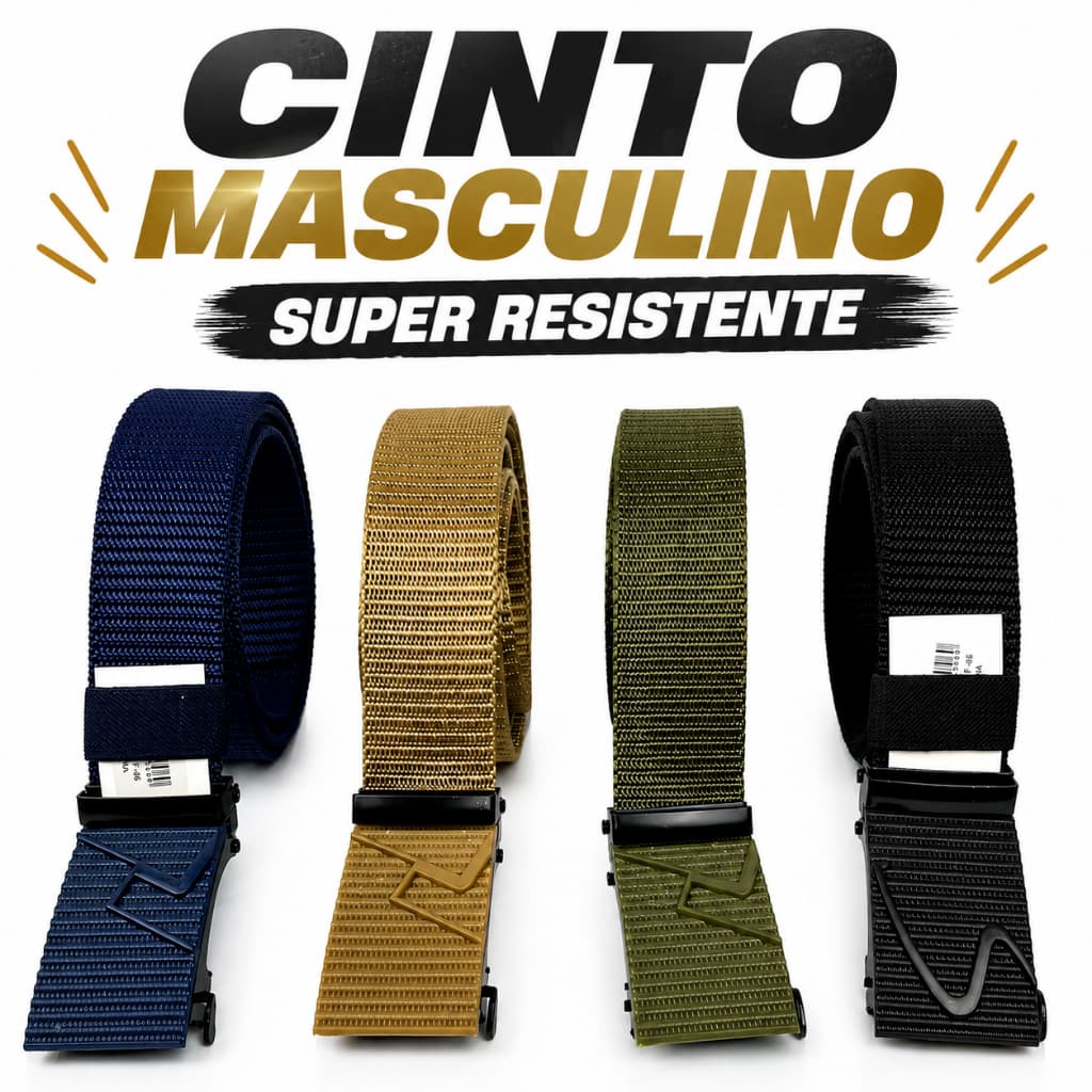 Cinto Masculino Super Resistente Ajustável | Nylon Reforçado Premium | Estilo Casual e Militar
